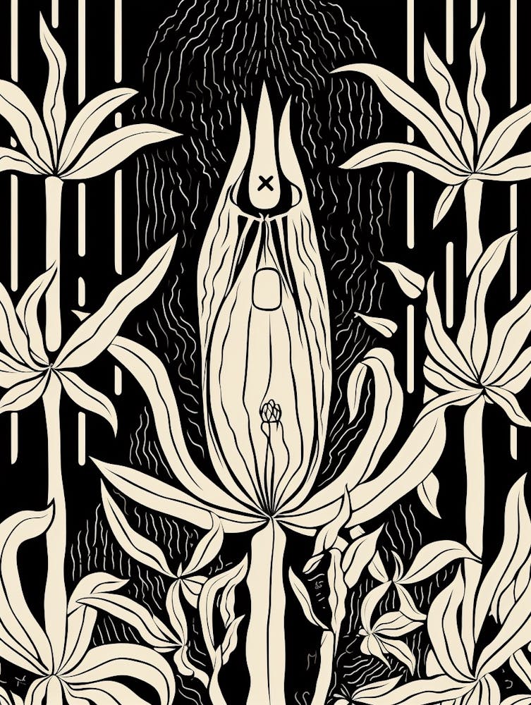 B&W Cactus Illustration Chamaecereus 1