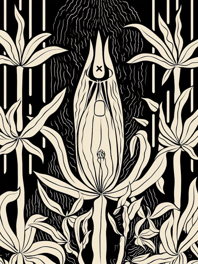 B&W Cactus Illustration Chamaecereus 1