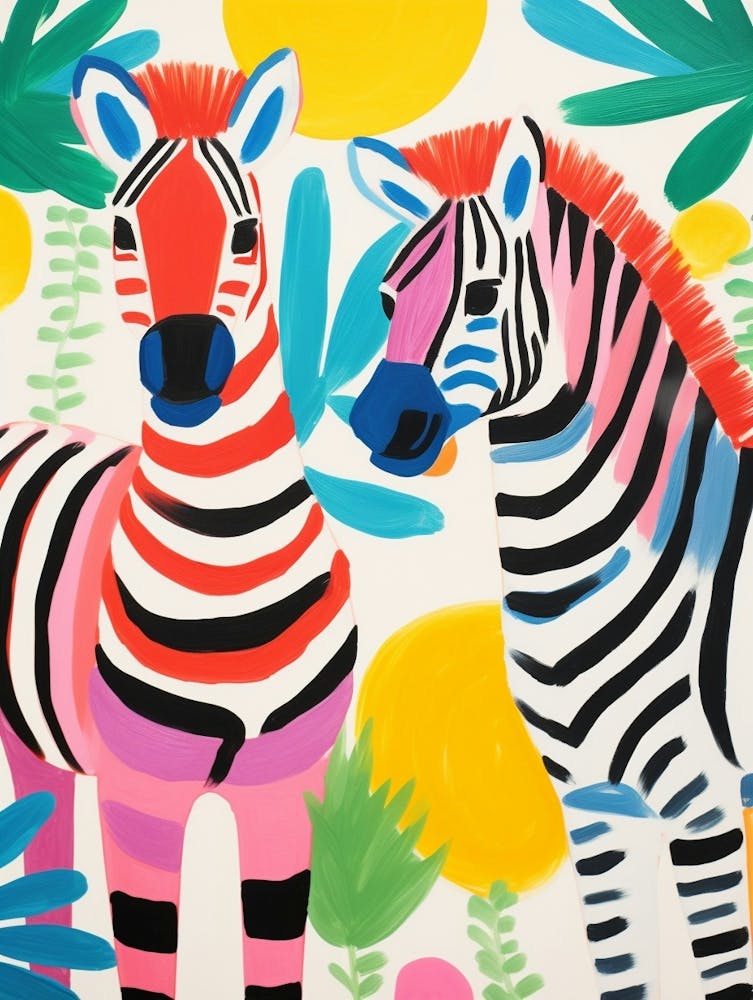 Colourful Kids Animal Art Zebra 4