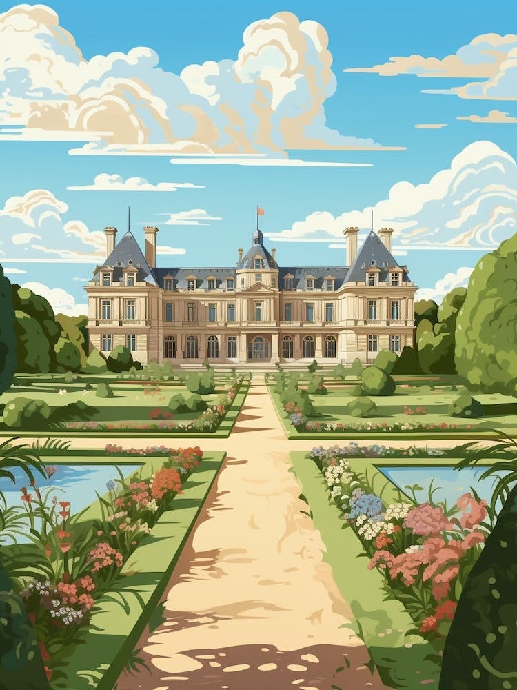 Palace Of Fontainebleau Gardens France Illustration 2  