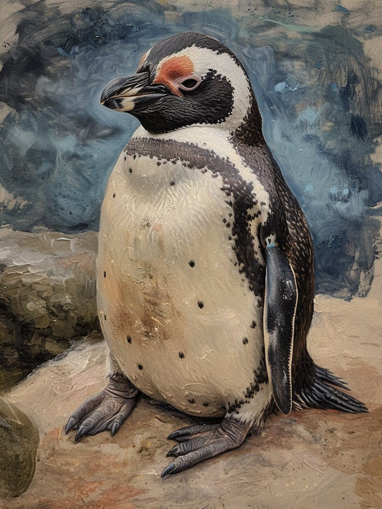 Galapagos Penguin Dunedin Taiaroa Head Colour Block Painting 1