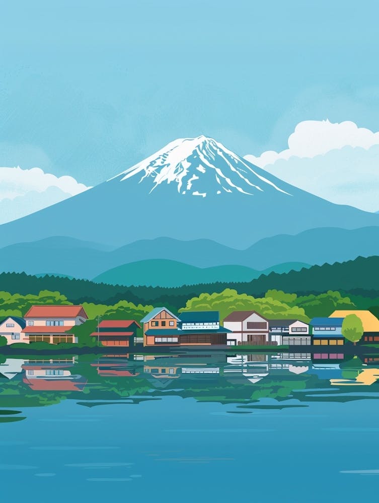 Fujikawaguchiko Japan Bunte Illustration