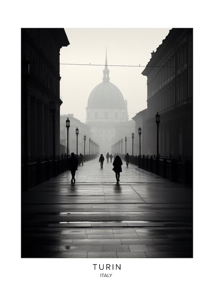 Plakat von Turin, Italien, Schwarz-Weiß-Analogfotografie 3