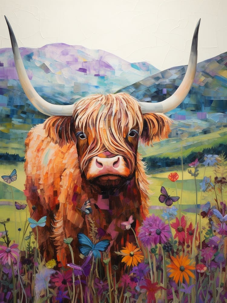 Patchwork Illustration Of A Highland Cow 1