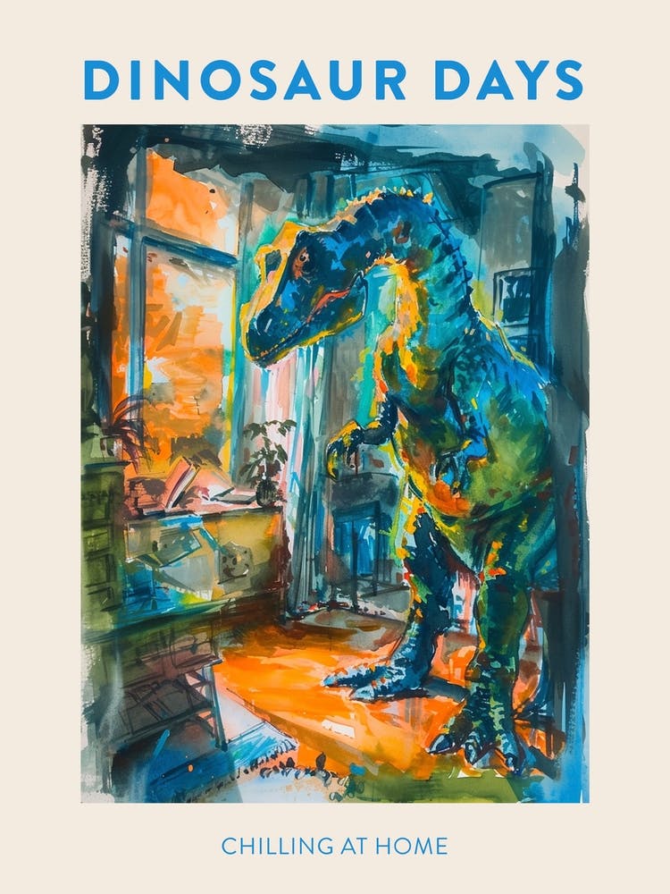 Dinosaur Chilling At Home Poster