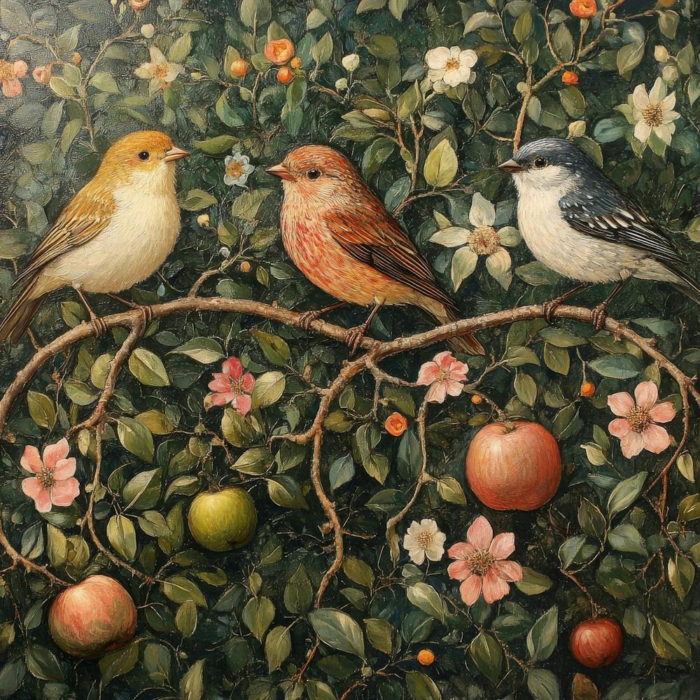 Vögel auf einem Ast Kunst 12