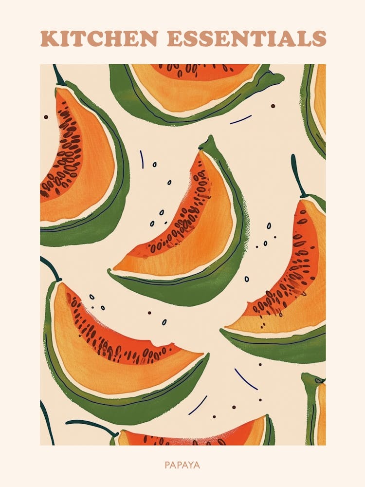 Papaya Pattern Illustration Poster 2