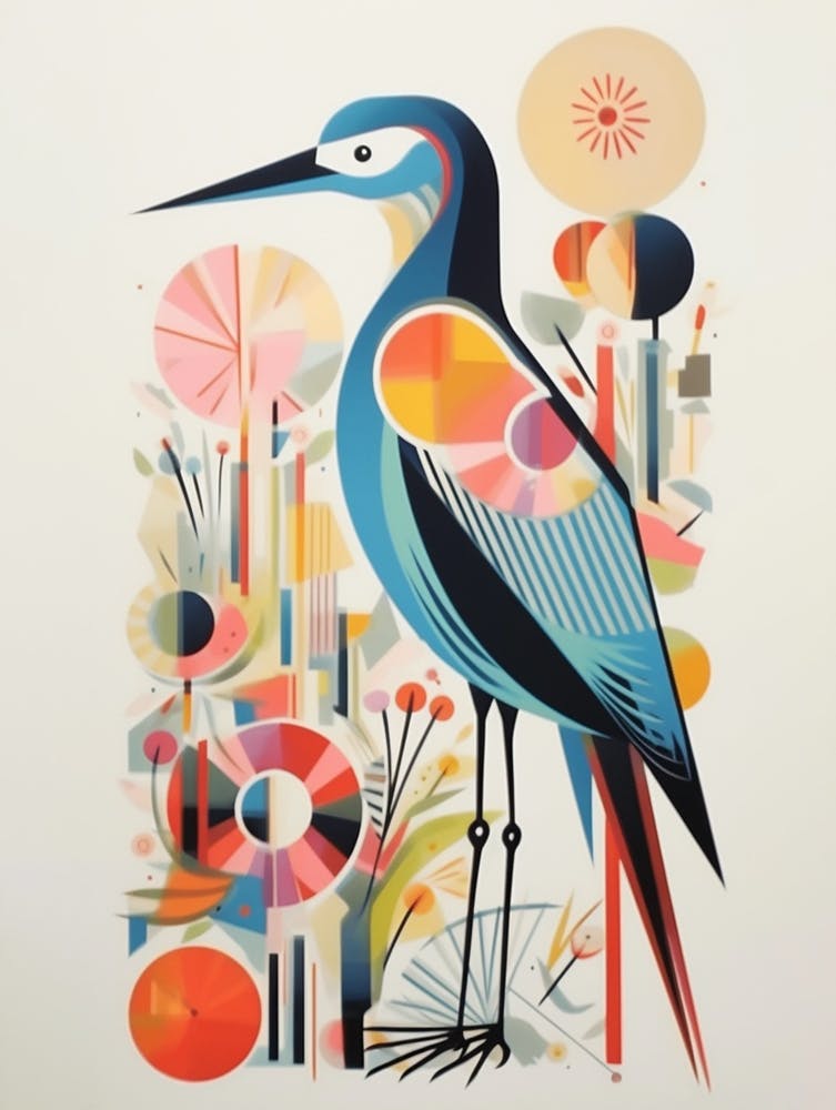 Colourful Scandi Bird Great Blue Heron 1