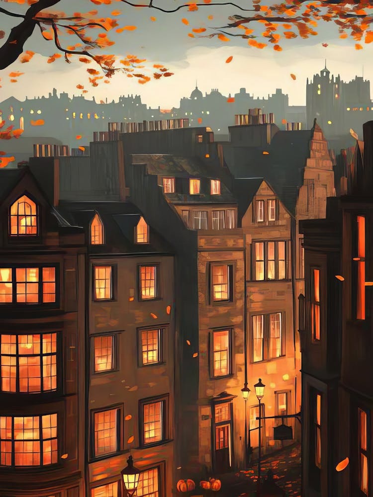 Edinburgh Print Edinburgh Illustration Scotland Print Cozy Autumn Illustration Fall Print Edinburgh Autumn Print Edinburgh Gift Traveler(1)
