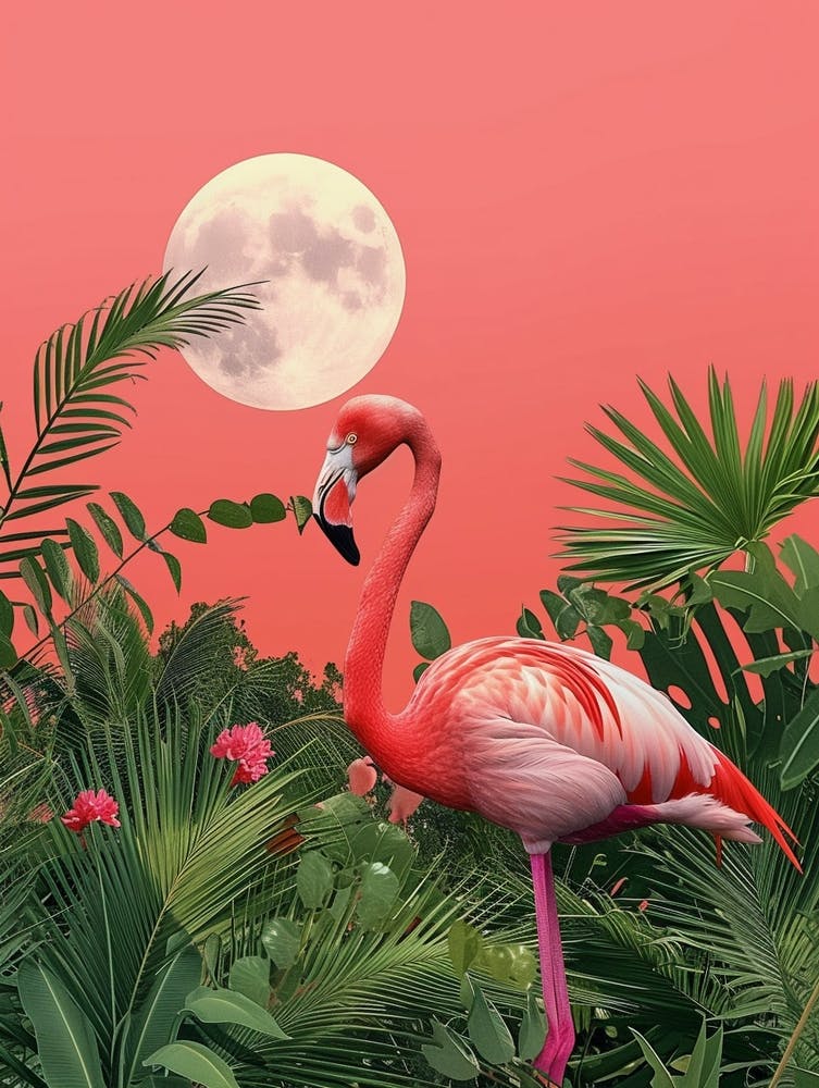Großer Flamingo Yucatan Peninsula Mexico Tropische Illustration 1