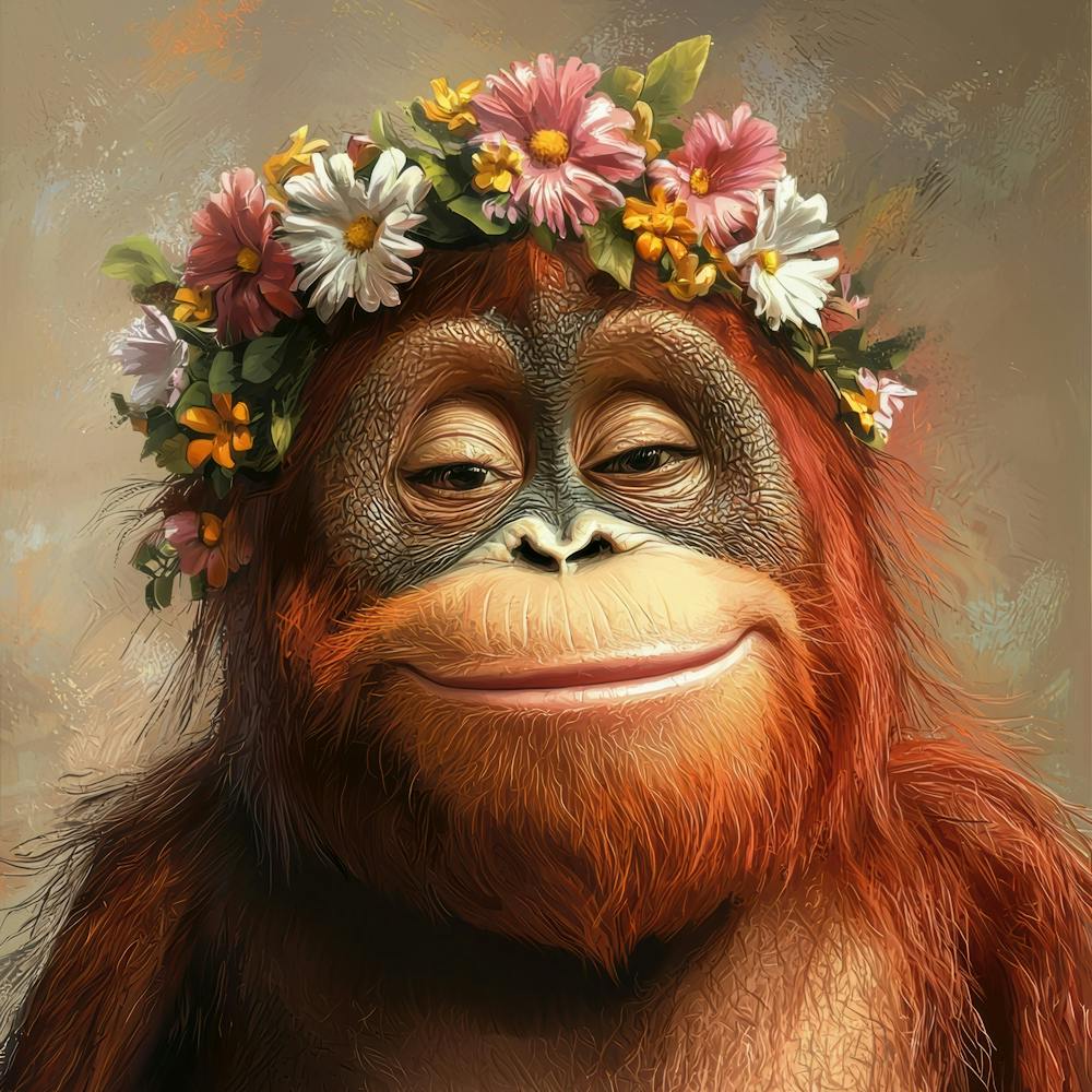 A Happy Silly Looking Cartoon Orangutan 5