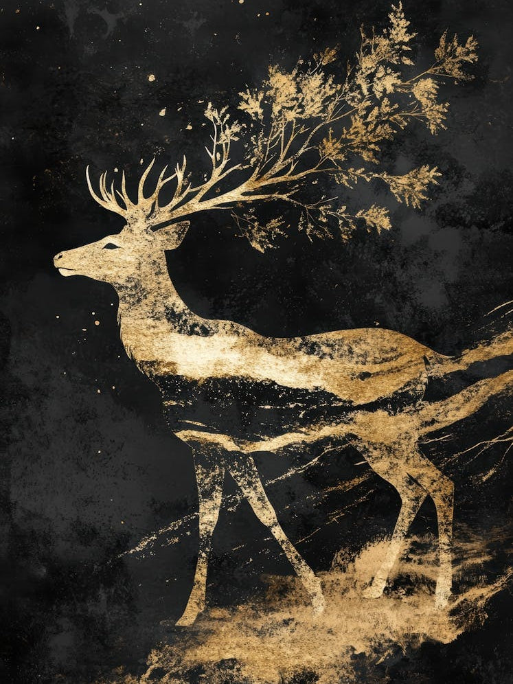 Gold Deer Canvas Print