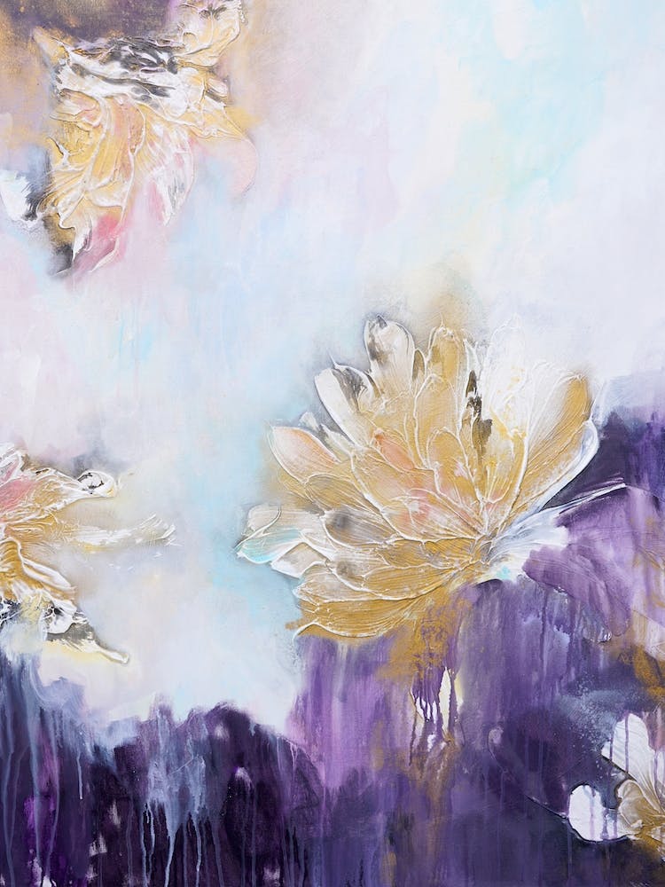 Purple And Golden Flowers 1 Painting