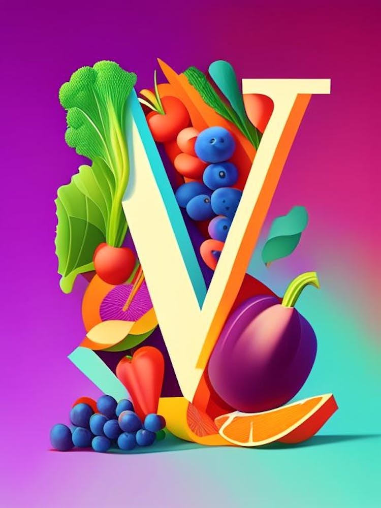 V  For Vegetables, Letter, Alphabet Pop Art Matisse 2