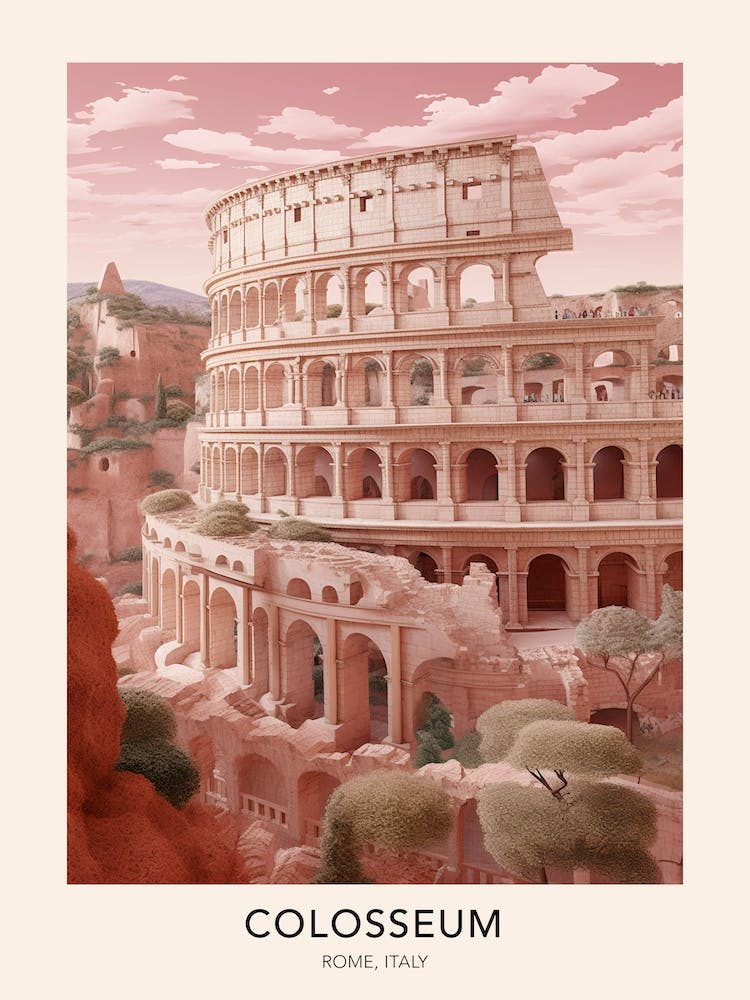 Colosseum Rome Italy Travel Poster