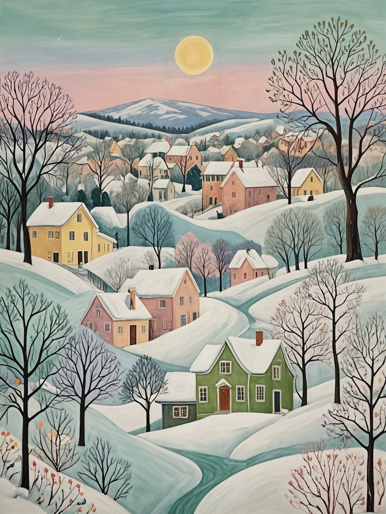 Pastel Winter Village