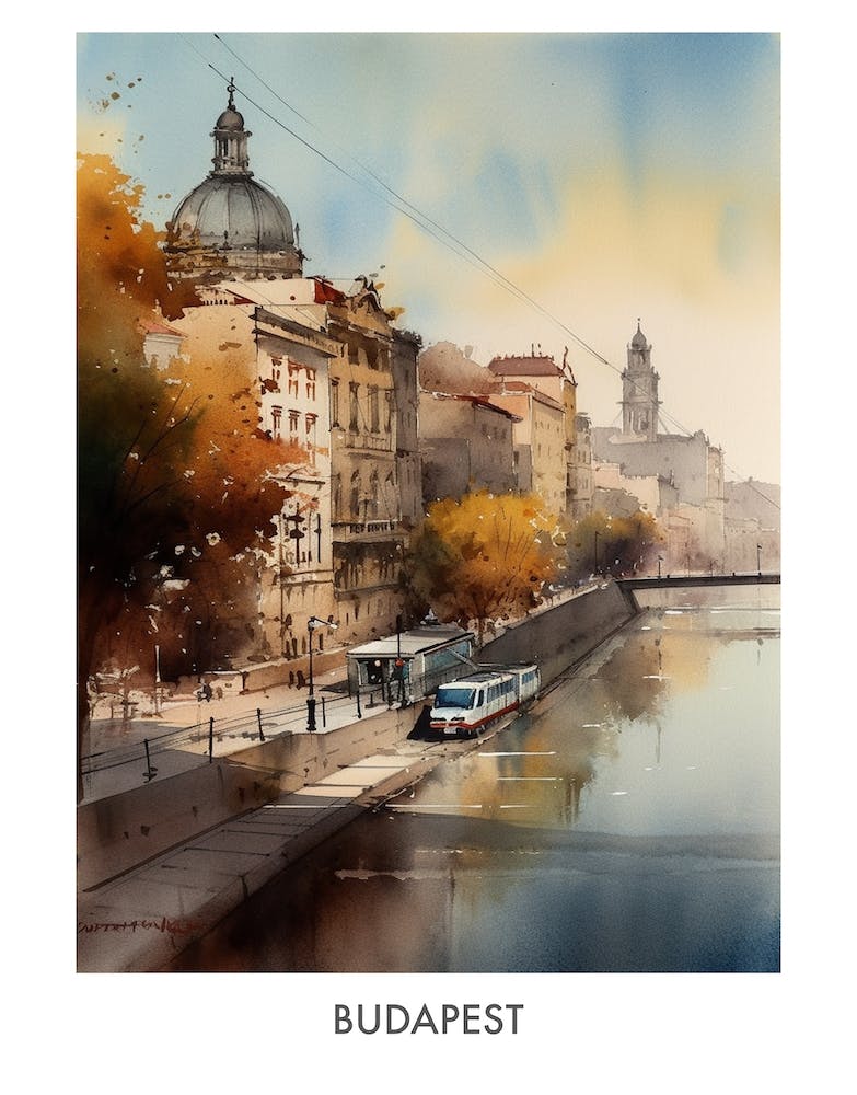 Budapest Watercolor 3 Travel Poster