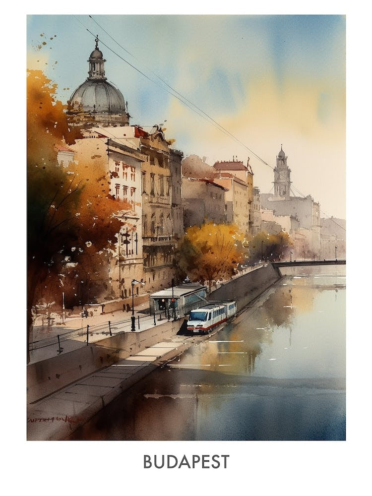 Budapest Watercolor 3 Travel Poster