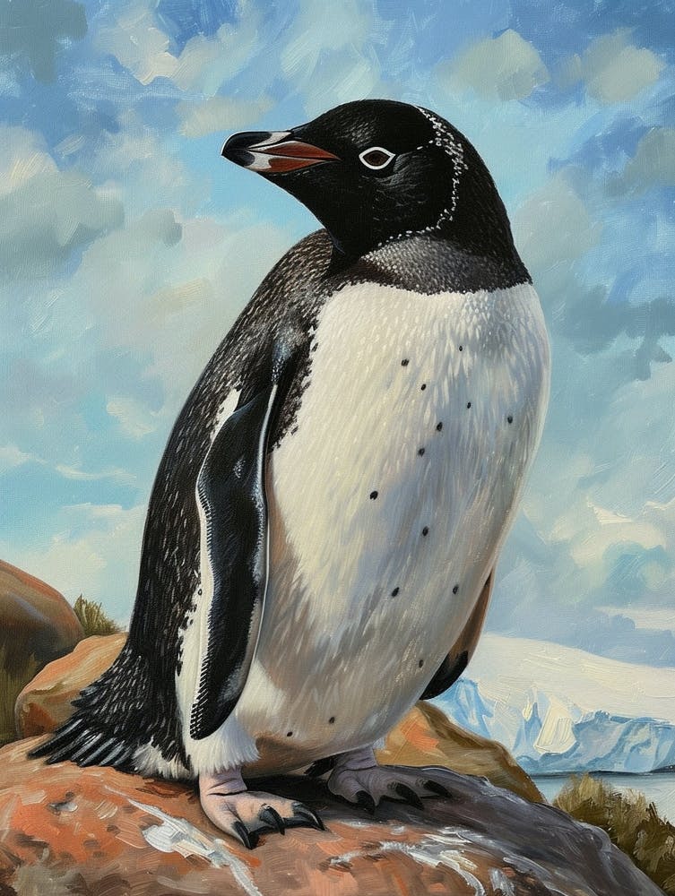 Adlie Penguin Bartolom Island Oil Painting 4