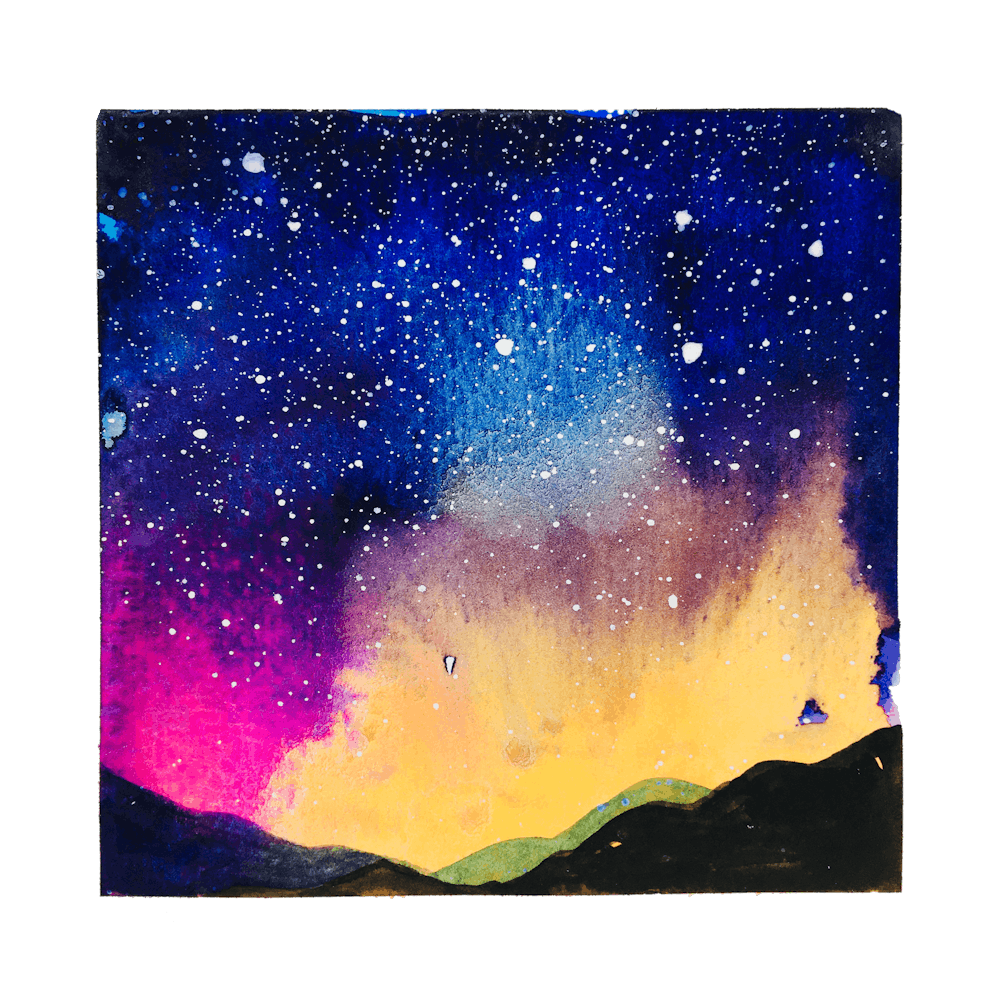 Aquarell Nordlichter Norwegen