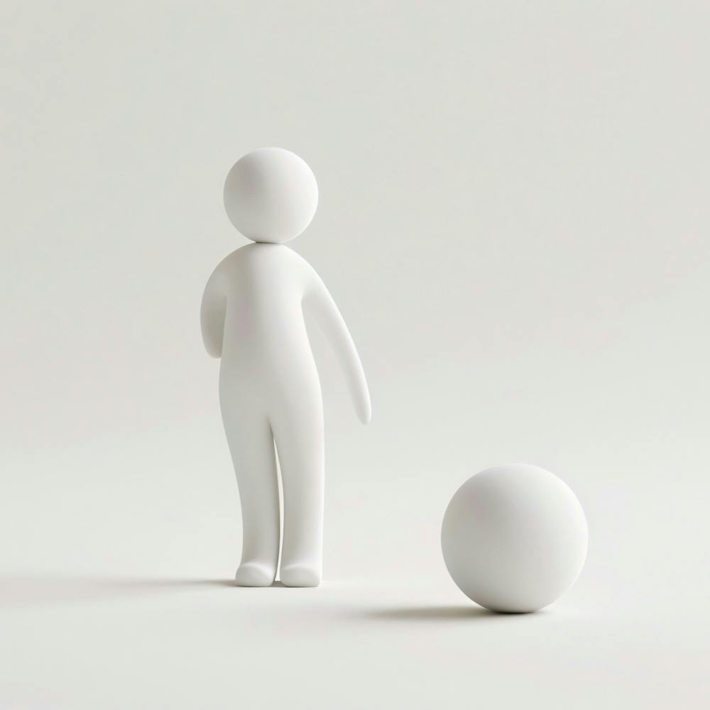 White Man Standing Next To A Ball