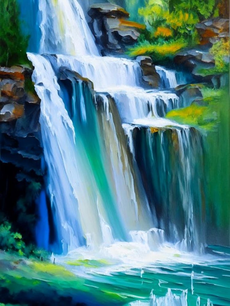 Waterfall Waterscape Impressionism 1
