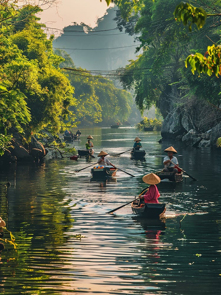 People In Boats On A River