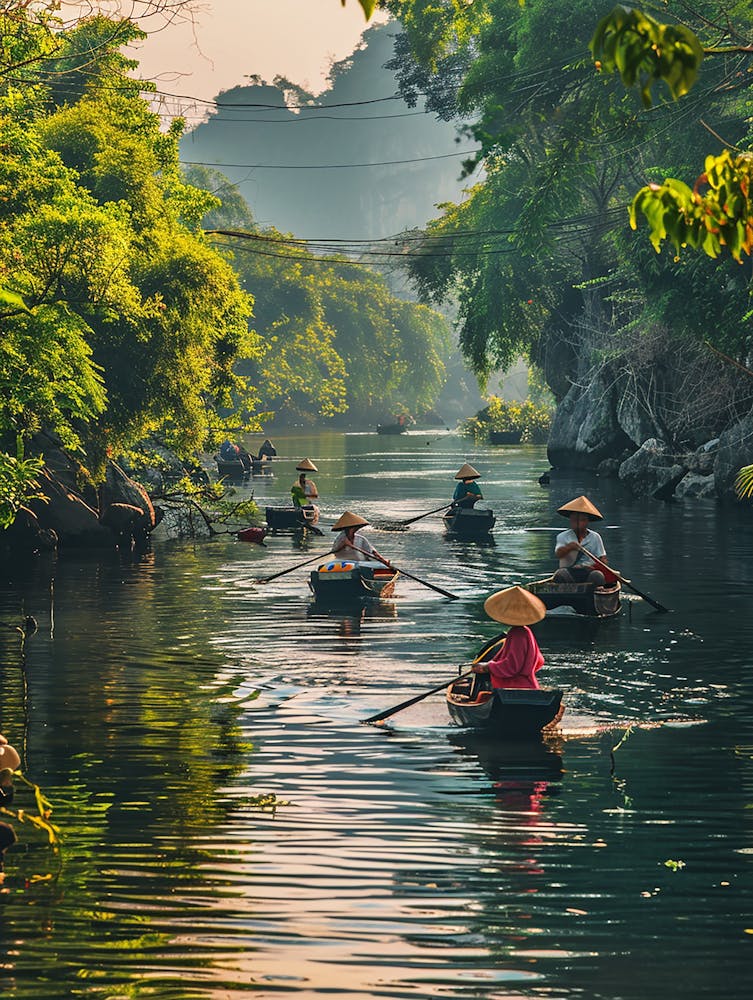 People In Boats On A River