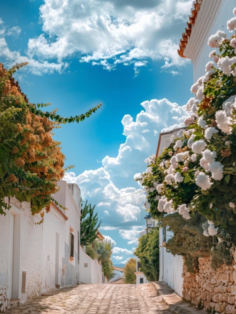 Cobblestone Street In Spain