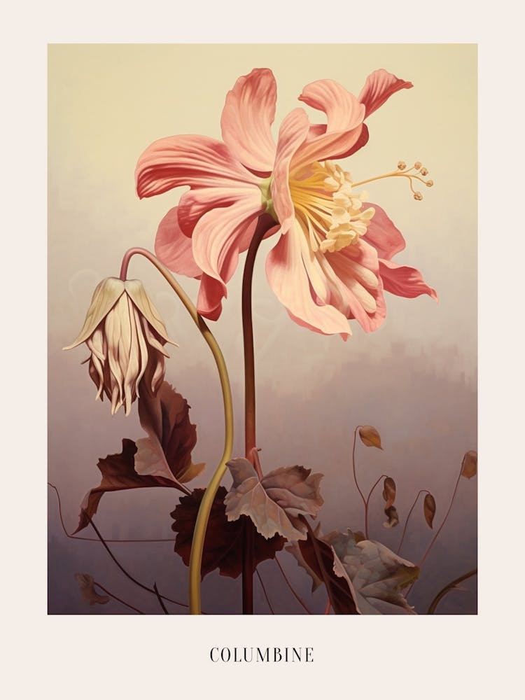 Floral Illustration Columbine 2 Poster