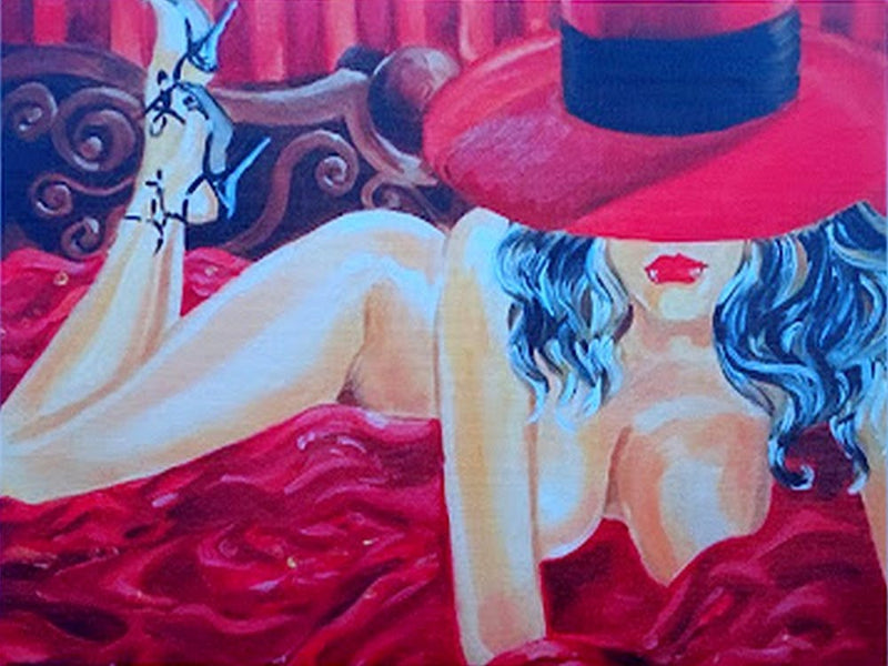 Naked Lady In Red Hat