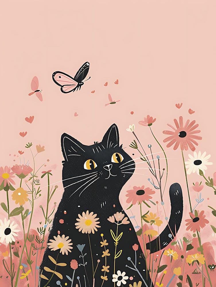 Black Cat In The Meadow 2