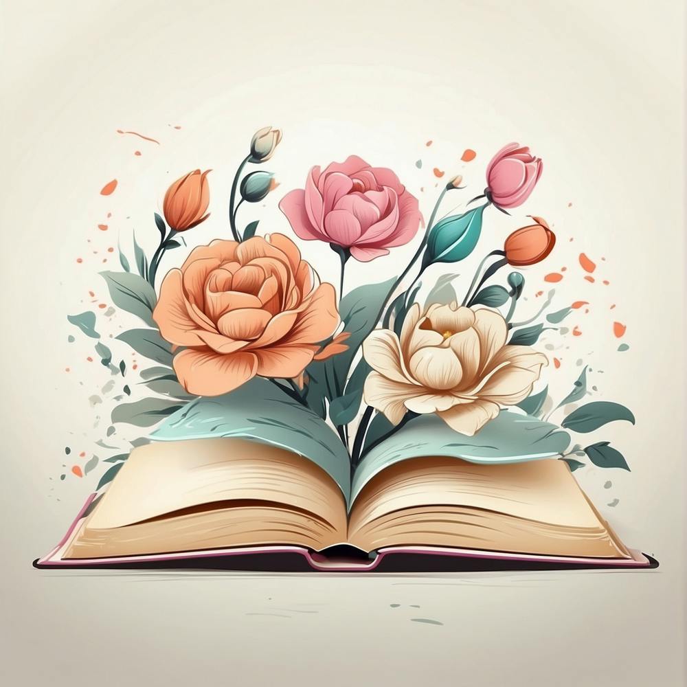 Open Book With Flowers