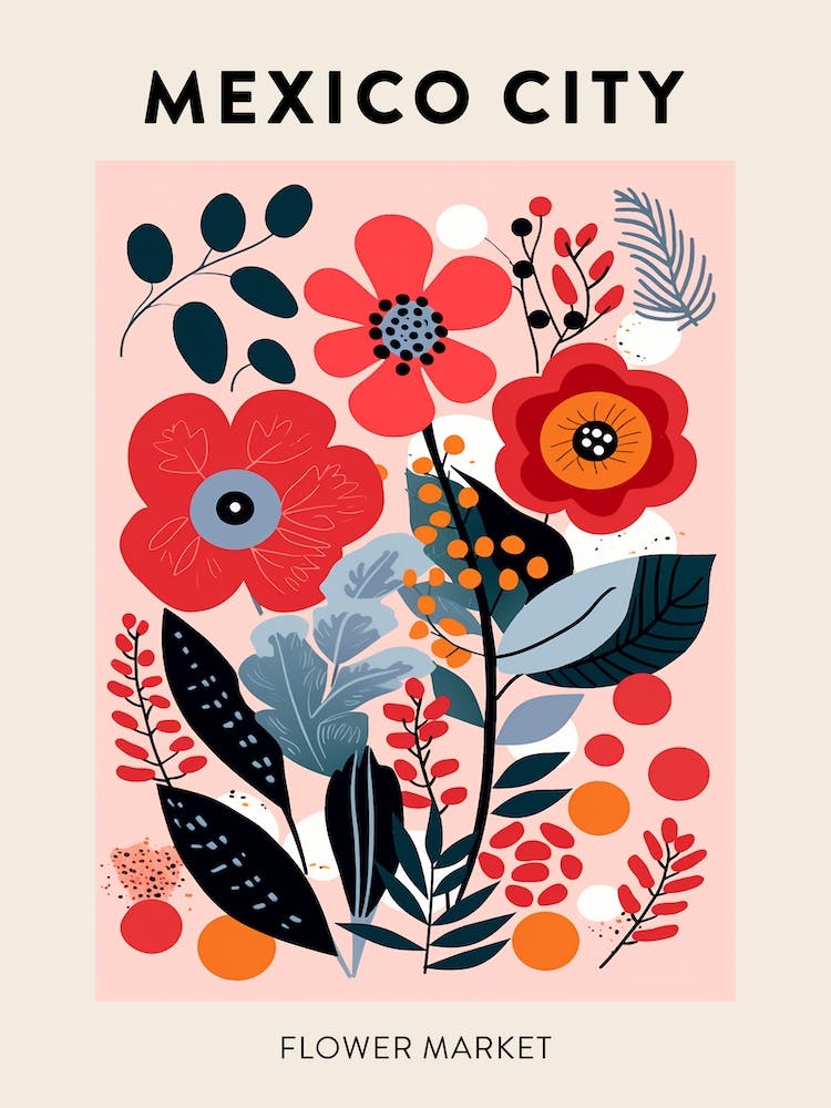 Flower Market Poster Mexico City Mexico