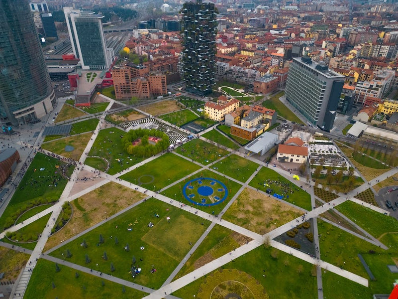 City park in Milan Aerial View
