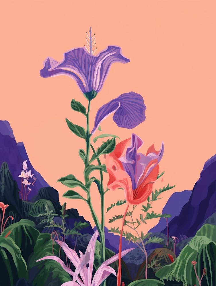 Boho Wildflower Painting Tall Bellflower