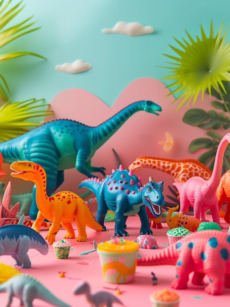 Pastel Toy Dinosaur Party 3