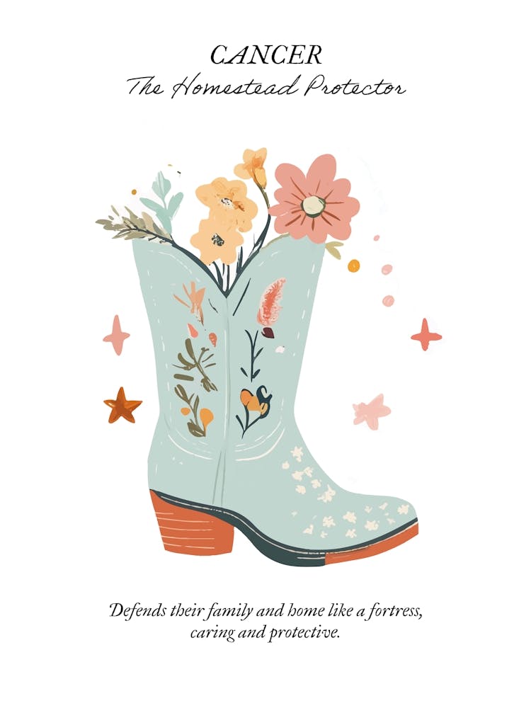 Cancer Cowboy Boots Zodiac Preppy Western Cowgirl
