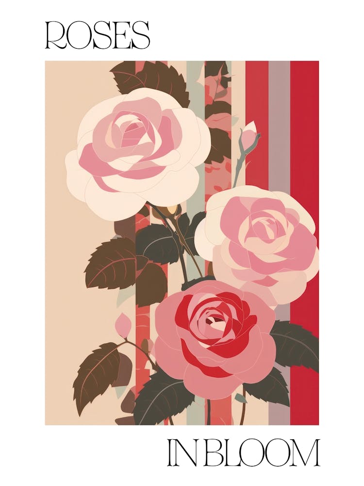 Roses In Bloom Flowers Bold Illustration 2
