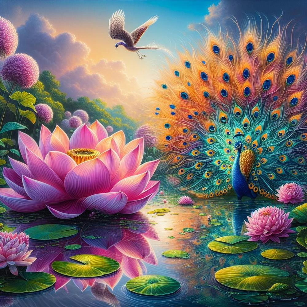 Peacock And Lotus