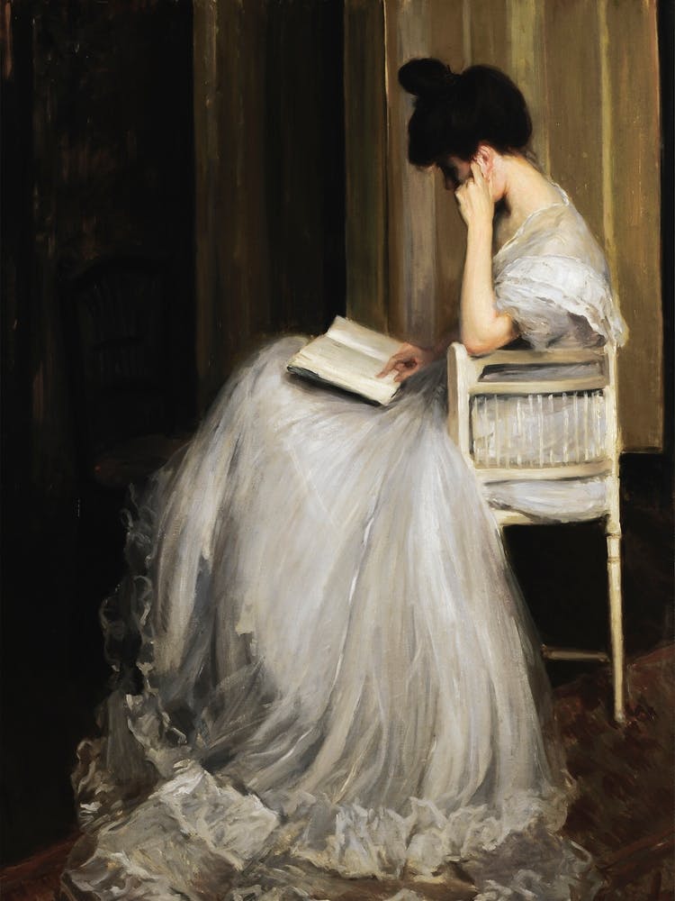 Portrait Woman Reading A Book