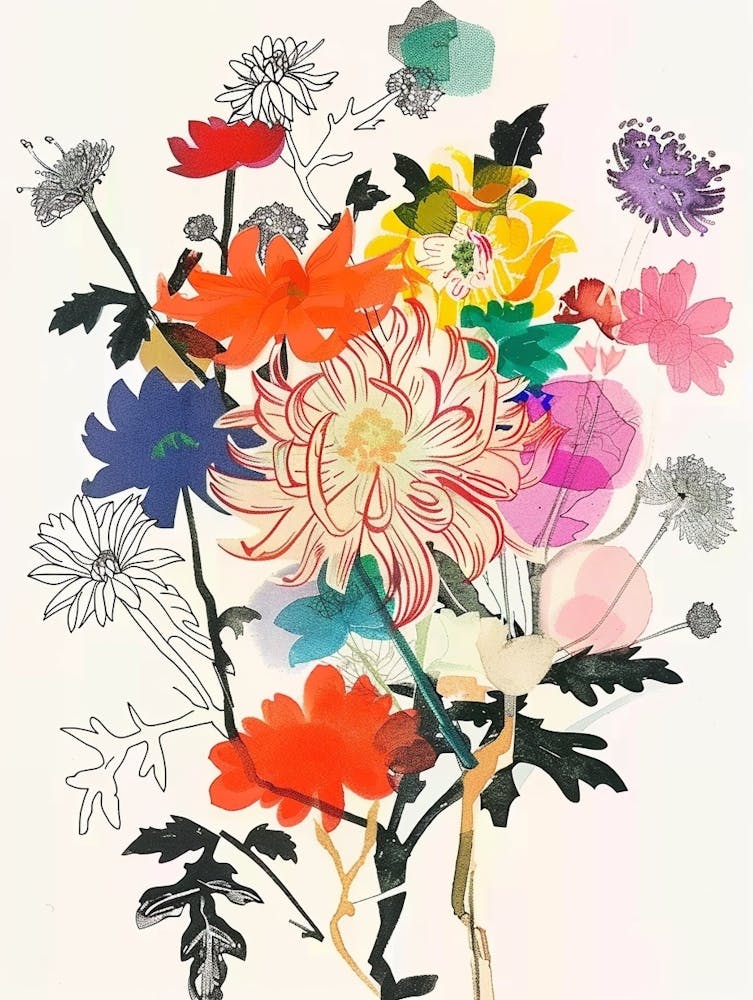 Chrysanthemum 1 Collage Flower Bouquet