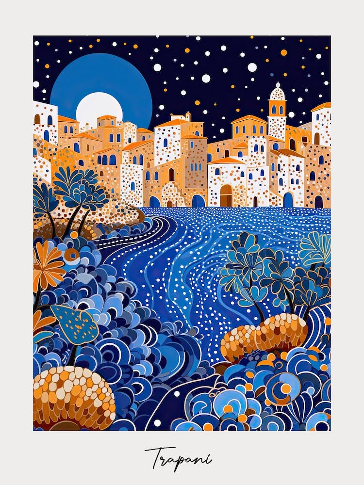 Poster von Trapani, Italien, Illustration im Pop-Art-Stil 2