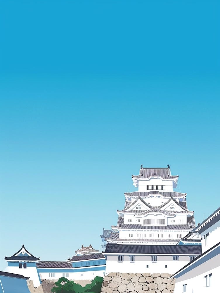 Château de Himeji Japon 4 Illustration Colorée