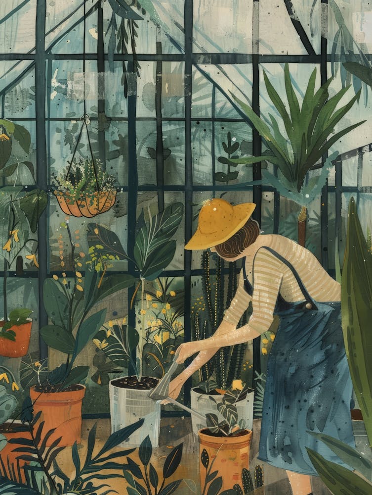 Woman In A Greenhouse