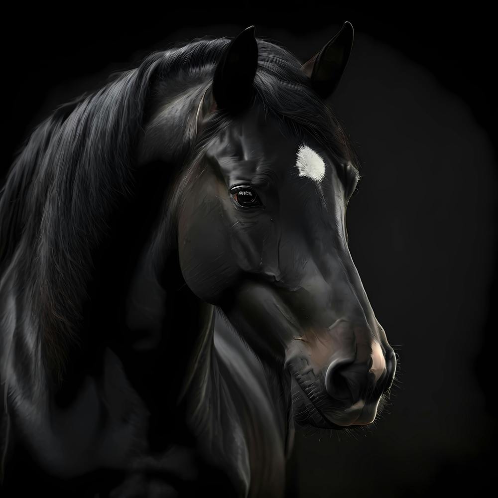 Schwarzes Pferd Porträt 2