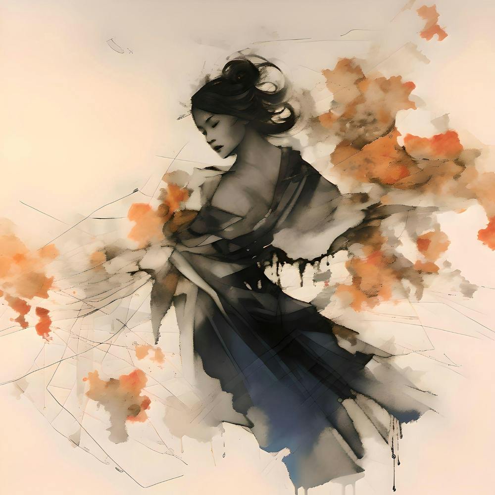 Watercolour Surreal Geisha