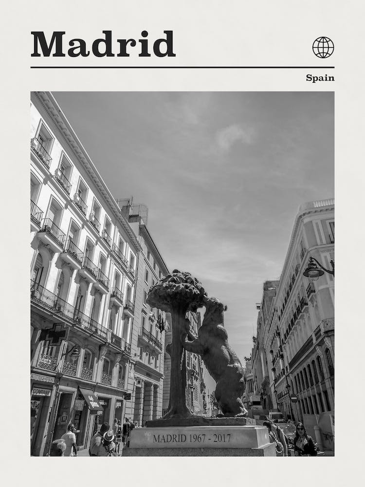 Madrid Spain Black And White