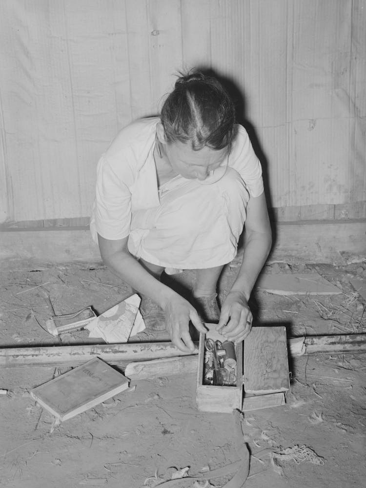 Packing The Little Odds And Ends In Small Box, Preparatory For Leaving For California From Muskogee, Oklahoma