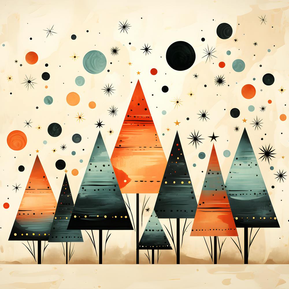 Festive Snowflakes Abstract Painting